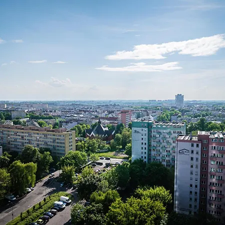 Hanza Tower 14th Floor Cityview, Balcony, Sauna, Pool, Jacuzzi 公寓 什切青